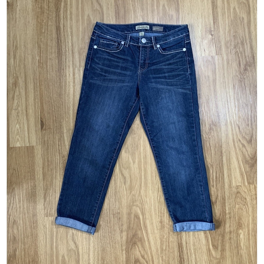 Nine West Vintage‎ America Missy Cuffed Jeans Bling Rhinestones Size 6